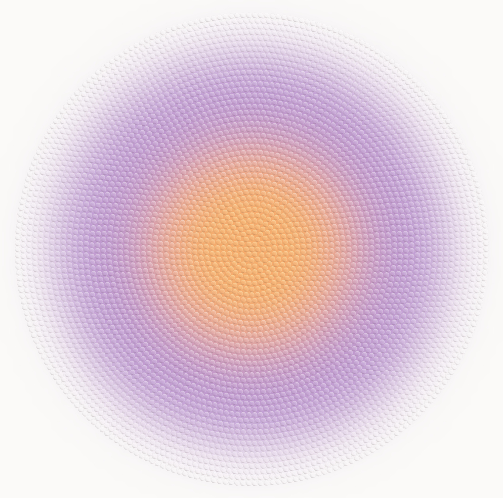 Generative artwork made from personal data, a dotted radial bloom in violet and amber